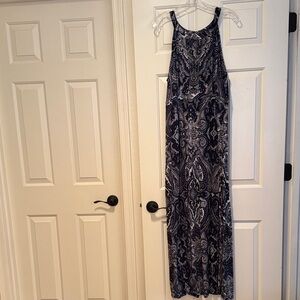 Navy Sleeveless Floral Dress